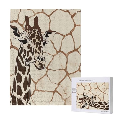 Giraffen-Druck gedruckt Puzzle mit Aufbewahrungsbox, Holzpuzzle für Erwachsene und Kinder, 500 Teile Familienspaß, dekoratives Spiel Giraffen-Druck gedruckt Puzzle mit Aufbewahrungsbox, Holzpuzzle für Erwachsene und Kinder, 500 Teile Familienspaß, dekoratives Spiel von WPUTY