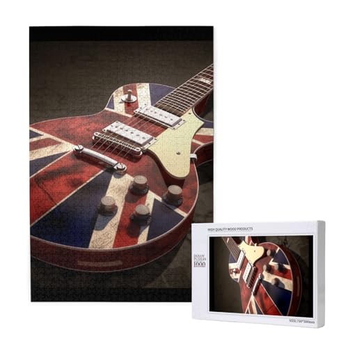 Gitarre British Flag Printed Jigsaw Puzzle with Storage Box, Wooden Puzzle for Adults and Kids, 1000 Pieces Family Fun Decorative Game Gitarre British Flag Printed Jigsaw Puzzle with Storage Box, Wooden Puzzle for Adults and Kids, 1000 Pieces Family Fun Decorative Game von WPUTY