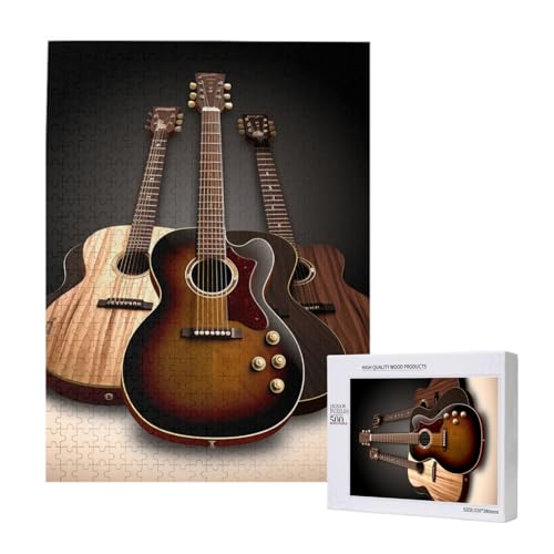 Gitarre gedruckt Puzzle mit Aufbewahrungsbox, Holzpuzzle für Erwachsene und Kinder, 500 Teile Familienspaß, dekoratives Spiel Gitarre gedruckt Puzzle mit Aufbewahrungsbox, Holzpuzzle für Erwachsene und Kinder, 500 Teile Familienspaß, dekoratives Spiel von WPUTY
