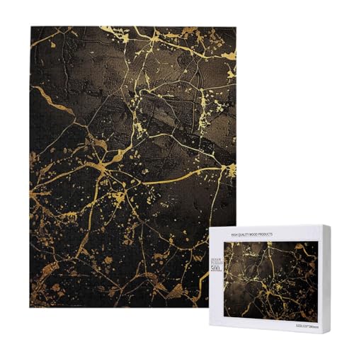 Gold Schwarz Tapete Bedrucktes Puzzle mit Aufbewahrungsbox, Holzpuzzle für Erwachsene und Kinder, 500 Teile Familie Spaß Dekoratives Spiel Gold Schwarz Tapete Bedrucktes Puzzle mit Aufbewahrungsbox, Holzpuzzle für Erwachsene und Kinder, 500 Teile Familie Spaß Dekoratives Spiel von WPUTY