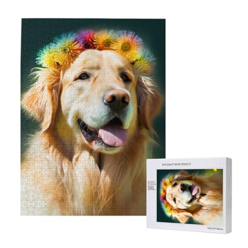 Golden Retriever Hund gedruckt Puzzle mit Aufbewahrungsbox, Holzpuzzle für Erwachsene und Kinder, 500 Teile Familienspaß, dekoratives Spiel Golden Retriever Hund gedruckt Puzzle mit Aufbewahrungsbox, Holzpuzzle für Erwachsene und Kinder, 500 Teile Familienspaß, dekoratives Spiel von WPUTY