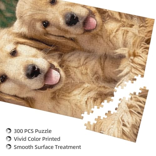 Golden Retriever Hunde Welpen Haustiere Gedrucktes Puzzle mit Aufbewahrungsbox, Holzpuzzle für Erwachsene und Kinder, 300 Teile Familienspaß, dekoratives Spiel Golden Retriever Hunde Welpen Haustiere Gedrucktes Puzzle mit Aufbewahrungsbox, Holzpuzzle für Erwachsene und Kinder, 300 Teile Familienspaß, dekoratives Spiel von WPUTY
