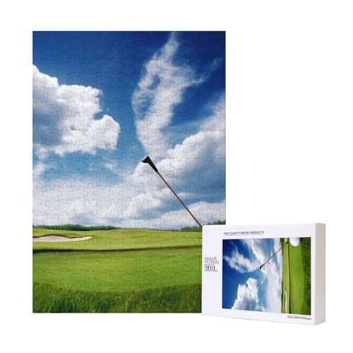 Golfplatz, bedrucktes Puzzle mit Aufbewahrungsbox, Holzpuzzle für Erwachsene und Kinder, 300 Teile, Familienspaß, dekoratives Spiel von WPUTY