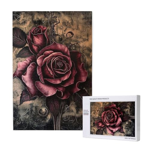 Gothic Rose Printed Jigsaw Puzzle with Storage Box, Wooden Puzzle for Adults and Kids, 1000 Pieces Family Fun Decorative Game Gothic Rose Printed Jigsaw Puzzle with Storage Box, Wooden Puzzle for Adults and Kids, 1000 Pieces Family Fun Decorative Game von WPUTY