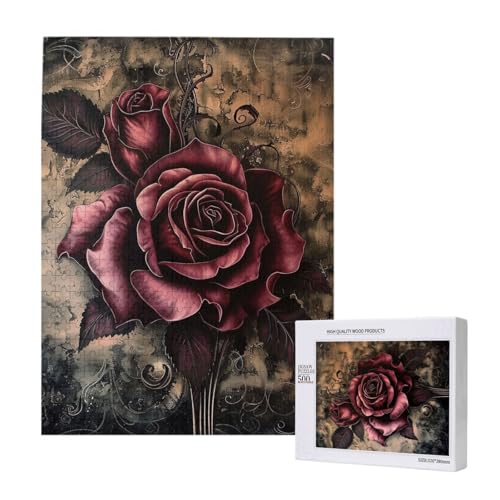 Gothic Rose Printed Jigsaw Puzzle with Storage Box, Wooden Puzzle for Adults and Kids, 500 Pieces Family Fun Decorative Game Gothic Rose Printed Jigsaw Puzzle with Storage Box, Wooden Puzzle for Adults and Kids, 500 Pieces Family Fun Decorative Game von WPUTY