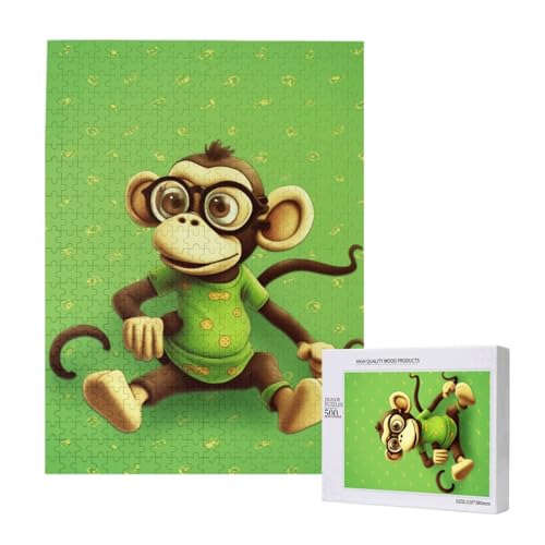 Green Monkey Printed Jigsaw Puzzle with Storage Box, Wooden Puzzle for Adults and Kids, 500 Pieces Family Fun Decorative Game Green Monkey Printed Jigsaw Puzzle with Storage Box, Wooden Puzzle for Adults and Kids, 500 Pieces Family Fun Decorative Game von WPUTY