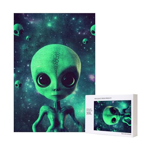Grünes Alien-gedrucktes Puzzle mit Aufbewahrungsbox, Holzpuzzle für Erwachsene und Kinder, 300 Teile Familienspaß, dekoratives Spiel Grünes Alien-gedrucktes Puzzle mit Aufbewahrungsbox, Holzpuzzle für Erwachsene und Kinder, 300 Teile Familienspaß, dekoratives Spiel von WPUTY