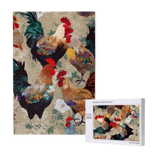 Hahn- und Huhn-Druck-Puzzle mit Aufbewahrungsbox, Holzpuzzle für Erwachsene und Kinder, 1000 Teile Familienspaß, dekoratives Spiel Hahn- und Huhn-Druck-Puzzle mit Aufbewahrungsbox, Holzpuzzle für Erwachsene und Kinder, 1000 Teile Familienspaß, dekoratives Spiel von WPUTY