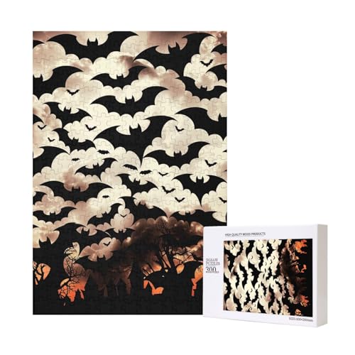 Halloween Flying Bats Printed Jigsaw Puzzle with Storage Box, Wooden Puzzle for Adults and Kids, 300 Pieces Family Fun Decorative Game Halloween Flying Bats Printed Jigsaw Puzzle with Storage Box, Wooden Puzzle for Adults and Kids, 300 Pieces Family Fun Decorative Game von WPUTY