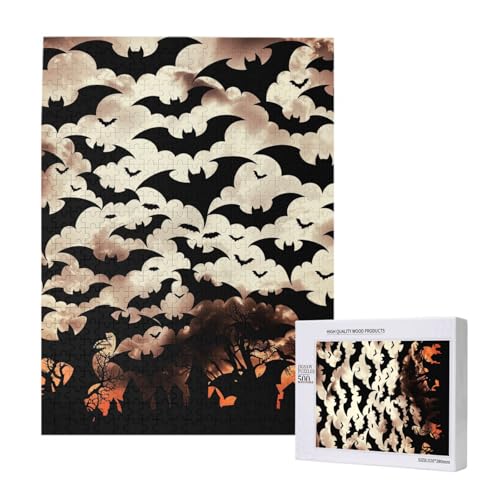 Halloween Flying Bats Printed Jigsaw Puzzle with Storage Box, Wooden Puzzle for Adults and Kids, 500 Pieces Family Fun Decorative Game Halloween Flying Bats Printed Jigsaw Puzzle with Storage Box, Wooden Puzzle for Adults and Kids, 500 Pieces Family Fun Decorative Game von WPUTY
