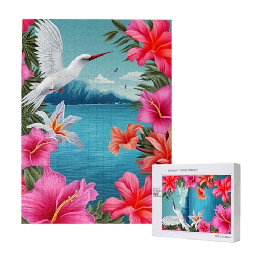 Hawaii Hibiskus Blume gedruckt Puzzle mit Aufbewahrungsbox, Holzpuzzle für Erwachsene und Kinder, 500 Teile Familienspaß, dekoratives Spiel Hawaii Hibiskus Blume gedruckt Puzzle mit Aufbewahrungsbox, Holzpuzzle für Erwachsene und Kinder, 500 Teile Familienspaß, dekoratives Spiel von WPUTY