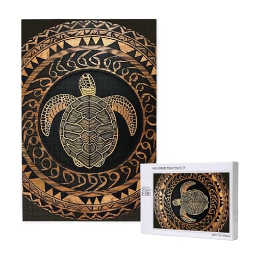 Hawaiian Tapa Honu Turtle Printed Jigsaw Puzzle with Storage Box, Wooden Puzzle for Adults and Kids, 1000 Pieces Family Fun Decorative Game Hawaiian Tapa Honu Turtle Printed Jigsaw Puzzle with Storage Box, Wooden Puzzle for Adults and Kids, 1000 Pieces Family Fun Decorative Game von WPUTY