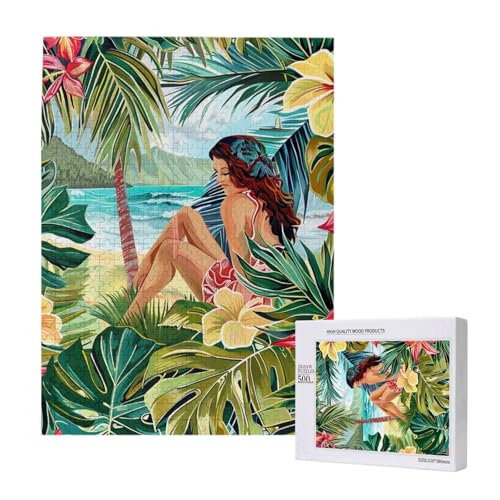 Hawaiianische Kunst, gedrucktes Puzzle mit Aufbewahrungsbox, Holzpuzzle für Erwachsene und Kinder, 500 Teile, Familienspaß, dekoratives Spiel Hawaiianische Kunst, gedrucktes Puzzle mit Aufbewahrungsbox, Holzpuzzle für Erwachsene und Kinder, 500 Teile, Familienspaß, dekoratives Spiel von WPUTY