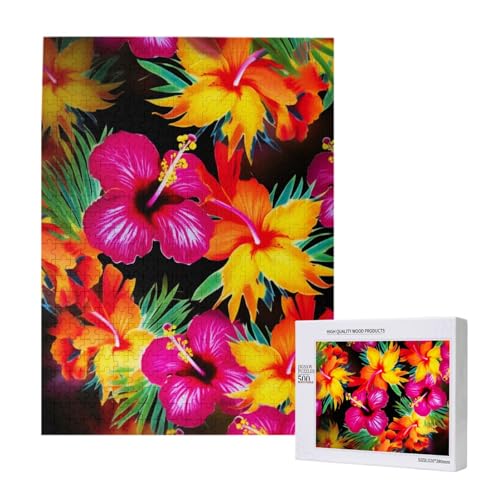Hawaiianisches buntes Blumendruck-Puzzle mit Aufbewahrungsbox, Holzpuzzle für Erwachsene und Kinder, 500 Teile, Familienspaß, dekoratives Spiel Hawaiianisches buntes Blumendruck-Puzzle mit Aufbewahrungsbox, Holzpuzzle für Erwachsene und Kinder, 500 Teile, Familienspaß, dekoratives Spiel von WPUTY