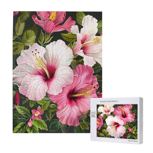 Hibiskus Blumen gedruckt Jigsaw Puzzle mit Aufbewahrungsbox, Holzpuzzle für Erwachsene und Kinder, 500 Teile Familie Spaß Dekoratives Spiel Hibiskus Blumen gedruckt Jigsaw Puzzle mit Aufbewahrungsbox, Holzpuzzle für Erwachsene und Kinder, 500 Teile Familie Spaß Dekoratives Spiel von WPUTY