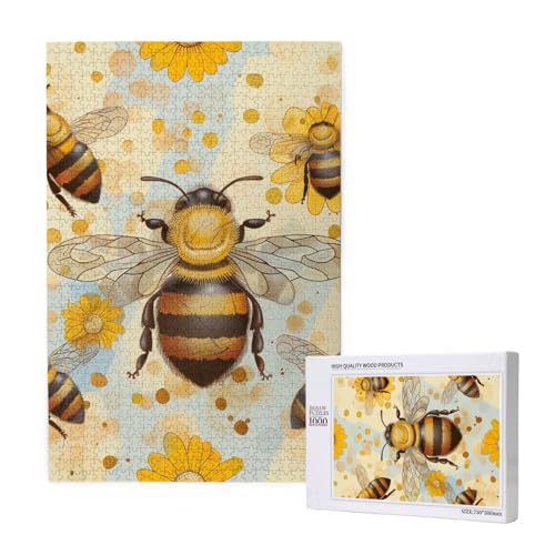 Honey Bee Printed Jigsaw Puzzle with Storage Box, Wooden Puzzle for Adults and Kids, 1000 Pieces Family Fun Decorative Game Honey Bee Printed Jigsaw Puzzle with Storage Box, Wooden Puzzle for Adults and Kids, 1000 Pieces Family Fun Decorative Game von WPUTY