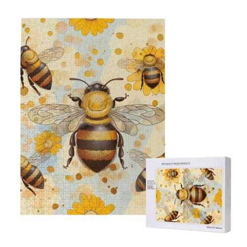 Honey Bee Printed Jigsaw Puzzle with Storage Box, Wooden Puzzle for Adults and Kids, 500 Pieces Family Fun Decorative Game Honey Bee Printed Jigsaw Puzzle with Storage Box, Wooden Puzzle for Adults and Kids, 500 Pieces Family Fun Decorative Game von WPUTY
