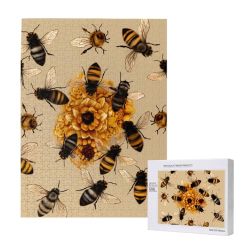 Honigbienen gedrucktes Puzzle mit Aufbewahrungsbox, Holzpuzzle für Erwachsene und Kinder, 500 Teile Familienspaß, dekoratives Spiel Honigbienen gedrucktes Puzzle mit Aufbewahrungsbox, Holzpuzzle für Erwachsene und Kinder, 500 Teile Familienspaß, dekoratives Spiel von WPUTY