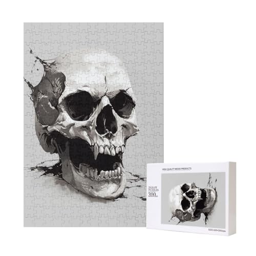 Horror Skull Printed Jigsaw Puzzle with Storage Box, Wooden Puzzle for Adults and Kids, 300 Pieces Family Fun Decorative Game von WPUTY