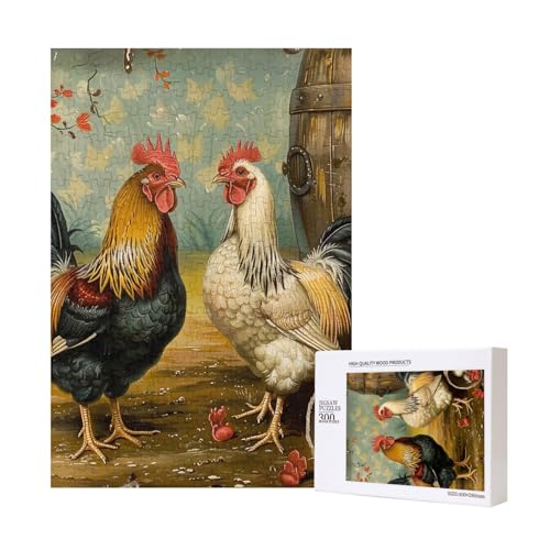 Huhn und Hahn Druck gedruckt Puzzle mit Aufbewahrungsbox, Holzpuzzle für Erwachsene und Kinder, 300 Teile Familienspaß, dekoratives Spiel Huhn und Hahn Druck gedruckt Puzzle mit Aufbewahrungsbox, Holzpuzzle für Erwachsene und Kinder, 300 Teile Familienspaß, dekoratives Spiel von WPUTY