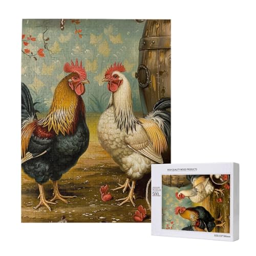 Huhn und Hahn Druck gedruckt Puzzle mit Aufbewahrungsbox, Holzpuzzle für Erwachsene und Kinder, 500 Teile Familienspaß, dekoratives Spiel Huhn und Hahn Druck gedruckt Puzzle mit Aufbewahrungsbox, Holzpuzzle für Erwachsene und Kinder, 500 Teile Familienspaß, dekoratives Spiel von WPUTY