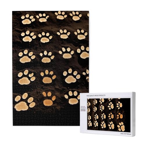 Hundepfotenabdrücke, gedrucktes Puzzle mit Aufbewahrungsbox, Holzpuzzle für Erwachsene und Kinder, 1000 Teile Familienspaß, dekoratives Spiel von WPUTY