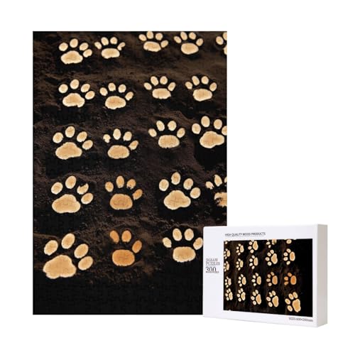 Hundepfotenabdrücke, gedrucktes Puzzle mit Aufbewahrungsbox, Holzpuzzle für Erwachsene und Kinder, 300 Teile Familienspaß, dekoratives Spiel von WPUTY