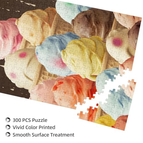 Ice Cream Printed Jigsaw Puzzle with Storage Box, Wooden Puzzle for Adults and Kids, 300 Pieces Family Fun Decorative Game von WPUTY