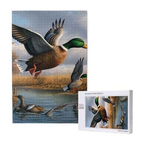 Jagd fliegende wilde Enten am See Gedrucktes Puzzle mit Aufbewahrungsbox, Holzpuzzle für Erwachsene und Kinder, 1000 Teile Familienspaß Dekoratives Spiel Jagd fliegende wilde Enten am See Gedrucktes Puzzle mit Aufbewahrungsbox, Holzpuzzle für Erwachsene und Kinder, 1000 Teile Familienspaß Dekoratives Spiel von WPUTY