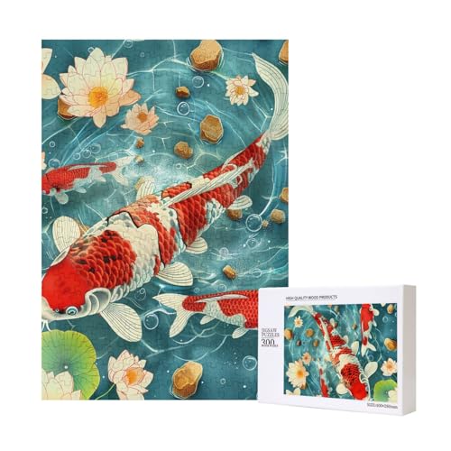Japanische hübsche Koi-Fische, gedrucktes Puzzle mit Aufbewahrungsbox, Holzpuzzle für Erwachsene und Kinder, 300 Teile Familienspaß, dekoratives Spiel Japanische hübsche Koi-Fische, gedrucktes Puzzle mit Aufbewahrungsbox, Holzpuzzle für Erwachsene und Kinder, 300 Teile Familienspaß, dekoratives Spiel von WPUTY