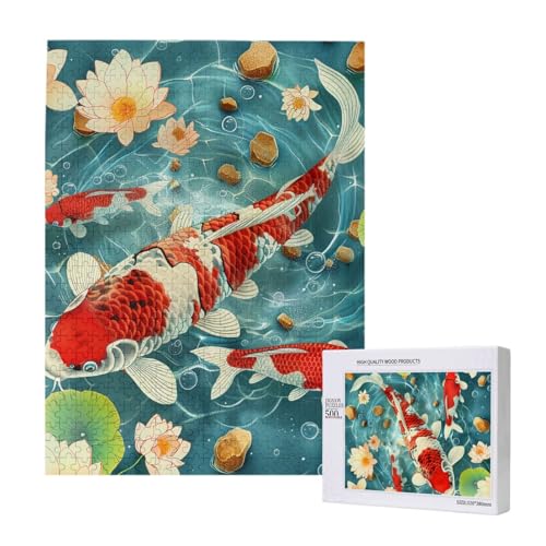 Japanische hübsche Koi-Fische, gedrucktes Puzzle mit Aufbewahrungsbox, Holzpuzzle für Erwachsene und Kinder, 500 Teile Familienspaß, dekoratives Spiel Japanische hübsche Koi-Fische, gedrucktes Puzzle mit Aufbewahrungsbox, Holzpuzzle für Erwachsene und Kinder, 500 Teile Familienspaß, dekoratives Spiel von WPUTY