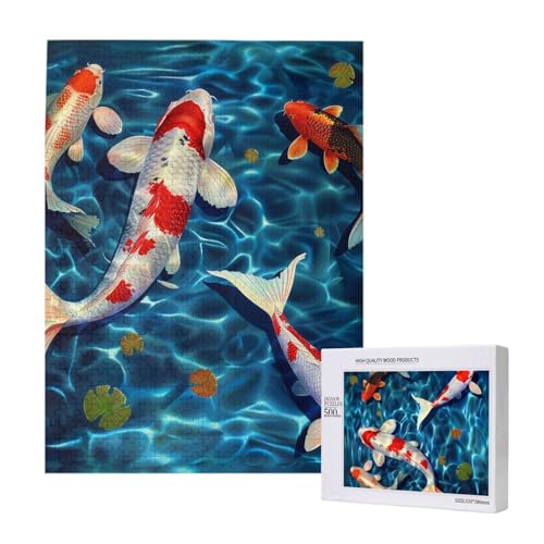 Japanischer Fisch gedruckt Puzzle mit Aufbewahrungsbox, Holzpuzzle für Erwachsene und Kinder, 500 Teile Familienspaß, dekoratives Spiel Japanischer Fisch gedruckt Puzzle mit Aufbewahrungsbox, Holzpuzzle für Erwachsene und Kinder, 500 Teile Familienspaß, dekoratives Spiel von WPUTY