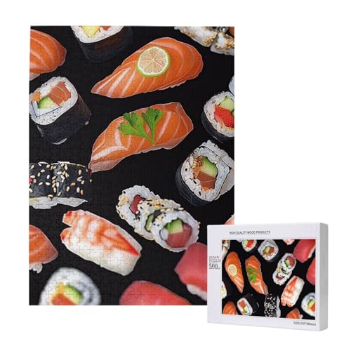 Japanisches Sushi Schwarz Bedrucktes Puzzle mit Aufbewahrungsbox, Holzpuzzle für Erwachsene und Kinder, 500 Teile Familienspaß, Dekoratives Spiel Japanisches Sushi Schwarz Bedrucktes Puzzle mit Aufbewahrungsbox, Holzpuzzle für Erwachsene und Kinder, 500 Teile Familienspaß, Dekoratives Spiel von WPUTY