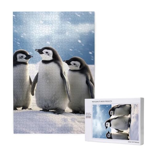 Junge Pinguine mit Schnee bedrucktes Puzzle mit Aufbewahrungsbox, Holzpuzzle für Erwachsene und Kinder, 1000 Teile Familienspaß, dekoratives Spiel Junge Pinguine mit Schnee bedrucktes Puzzle mit Aufbewahrungsbox, Holzpuzzle für Erwachsene und Kinder, 1000 Teile Familienspaß, dekoratives Spiel von WPUTY