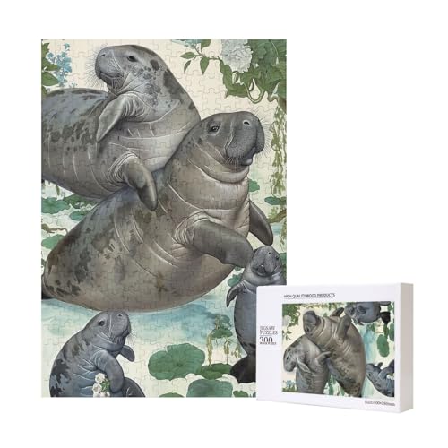 Kaninchen Manatees gedrucktes Puzzle mit Aufbewahrungsbox, Holzpuzzle für Erwachsene und Kinder, 300 Teile Familienspaß, dekoratives Spiel Kaninchen Manatees gedrucktes Puzzle mit Aufbewahrungsbox, Holzpuzzle für Erwachsene und Kinder, 300 Teile Familienspaß, dekoratives Spiel von WPUTY