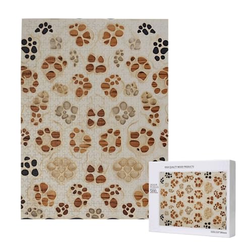 Knochen- und Pfotenabdruck-Puzzle mit Aufbewahrungsbox, Holzpuzzle für Erwachsene und Kinder, 500 Teile, Familienspaß, dekoratives Spiel Knochen- und Pfotenabdruck-Puzzle mit Aufbewahrungsbox, Holzpuzzle für Erwachsene und Kinder, 500 Teile, Familienspaß, dekoratives Spiel von WPUTY