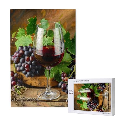 Kunst Rotwein Galssen & Trauben gedruckt Puzzle mit Aufbewahrungsbox, Holzpuzzle für Erwachsene und Kinder, 1000 Teile Familienspaß, dekoratives Spiel Kunst Rotwein Galssen & Trauben gedruckt Puzzle mit Aufbewahrungsbox, Holzpuzzle für Erwachsene und Kinder, 1000 Teile Familienspaß, dekoratives Spiel von WPUTY