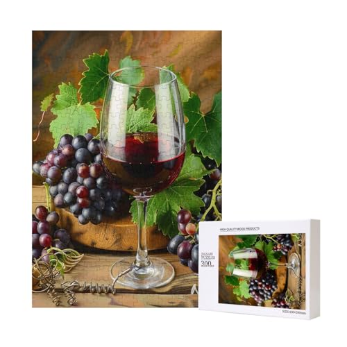 Kunst Rotwein Galssen & Trauben gedruckt Puzzle mit Aufbewahrungsbox, Holzpuzzle für Erwachsene und Kinder, 300 Teile Familienspaß, dekoratives Spiel Kunst Rotwein Galssen & Trauben gedruckt Puzzle mit Aufbewahrungsbox, Holzpuzzle für Erwachsene und Kinder, 300 Teile Familienspaß, dekoratives Spiel von WPUTY