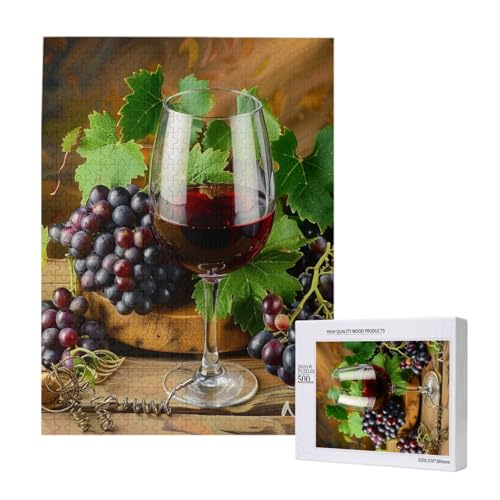 Kunst Rotwein Galssen & Trauben gedruckt Puzzle mit Aufbewahrungsbox, Holzpuzzle für Erwachsene und Kinder, 500 Teile Familienspaß, dekoratives Spiel Kunst Rotwein Galssen & Trauben gedruckt Puzzle mit Aufbewahrungsbox, Holzpuzzle für Erwachsene und Kinder, 500 Teile Familienspaß, dekoratives Spiel von WPUTY