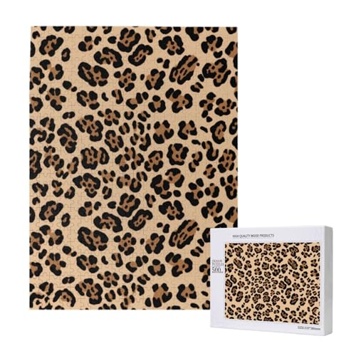 Leopard Print Jigsaw Puzzle with Storage Box, Wooden Puzzle for Adults and Kids, 500 Pieces Family Fun Decorative Game Leopard Print Jigsaw Puzzle with Storage Box, Wooden Puzzle for Adults and Kids, 500 Pieces Family Fun Decorative Game von WPUTY