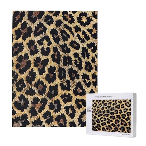 Leopard Print Printed Jigsaw Puzzle with Storage Box, Wooden Puzzle for Adults and Kids, 500 Pieces Family Fun Decorative Game von WPUTY