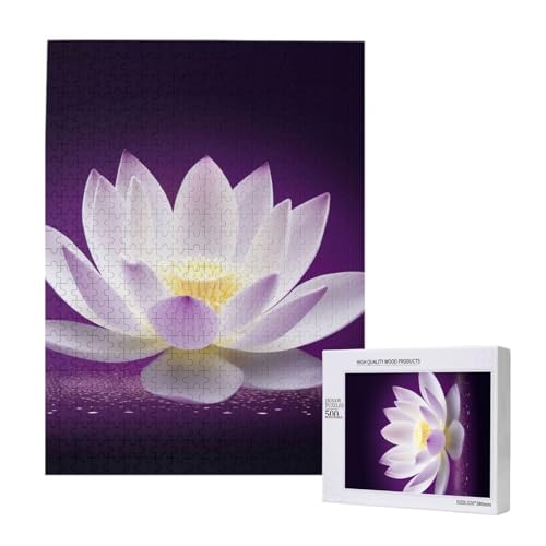 Lotusblume gedruckt Puzzle mit Aufbewahrungsbox, Holzpuzzle für Erwachsene und Kinder, 500 Teile Familienspaß, dekoratives Spiel von WPUTY
