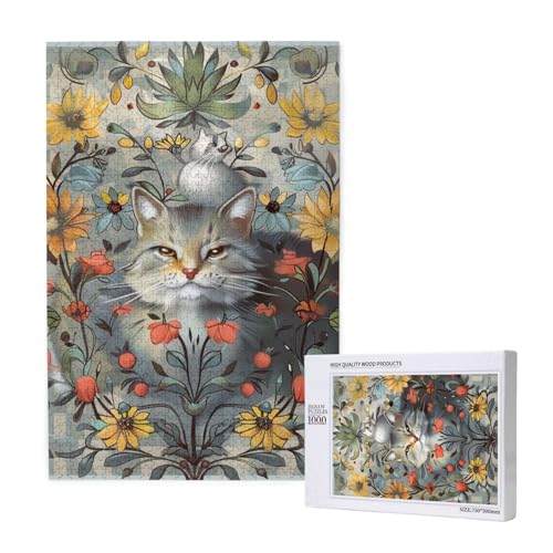 Lustige Katzen und Blumen gedruckt Puzzle mit Aufbewahrungsbox, Holzpuzzle für Erwachsene und Kinder, 1000 Teile Familienspaß, dekoratives Spiel Lustige Katzen und Blumen gedruckt Puzzle mit Aufbewahrungsbox, Holzpuzzle für Erwachsene und Kinder, 1000 Teile Familienspaß, dekoratives Spiel von WPUTY