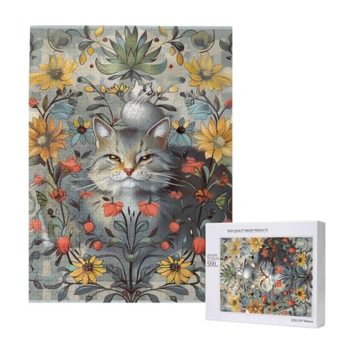 Lustige Katzen und Blumen gedruckt Puzzle mit Aufbewahrungsbox, Holzpuzzle für Erwachsene und Kinder, 500 Teile Familienspaß, dekoratives Spiel Lustige Katzen und Blumen gedruckt Puzzle mit Aufbewahrungsbox, Holzpuzzle für Erwachsene und Kinder, 500 Teile Familienspaß, dekoratives Spiel von WPUTY
