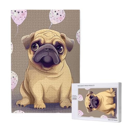Lustiges Cartoon Mops Welpe Hund Gedruckt Puzzle mit Aufbewahrungsbox, Holzpuzzle für Erwachsene und Kinder, 1000 Teile Familie Spaß Dekoratives Spiel Lustiges Cartoon Mops Welpe Hund Gedruckt Puzzle mit Aufbewahrungsbox, Holzpuzzle für Erwachsene und Kinder, 1000 Teile Familie Spaß Dekoratives Spiel von WPUTY