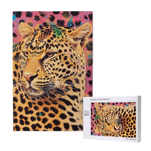 Lustiges Leopardenmuster bedrucktes Puzzle mit Aufbewahrungsbox, Holzpuzzle für Erwachsene und Kinder, 1000 Teile Familienspaß, dekoratives Spiel Lustiges Leopardenmuster bedrucktes Puzzle mit Aufbewahrungsbox, Holzpuzzle für Erwachsene und Kinder, 1000 Teile Familienspaß, dekoratives Spiel von WPUTY