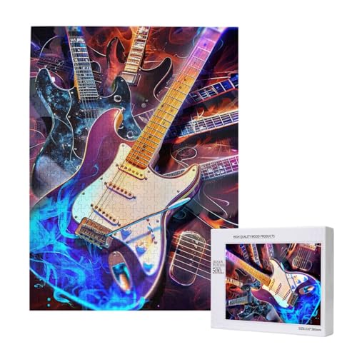 Magic Electric Guitar Music Printed Jigsaw Puzzle with Storage Box, Wooden Puzzle for Adults and Kids, 500 Pieces Family Fun Decorative Game Magic Electric Guitar Music Printed Jigsaw Puzzle with Storage Box, Wooden Puzzle for Adults and Kids, 500 Pieces Family Fun Decorative Game von WPUTY
