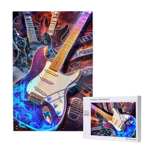 Magische E-Gitarre Musik gedruckt Puzzle mit Aufbewahrungsbox Holzpuzzle für Erwachsene und Kinder, 1000 Teile Familienspaß Dekoratives Spiel Magische E-Gitarre Musik gedruckt Puzzle mit Aufbewahrungsbox Holzpuzzle für Erwachsene und Kinder, 1000 Teile Familienspaß Dekoratives Spiel von WPUTY