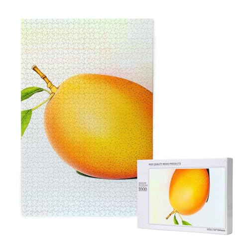 Mango Printed Jigsaw Puzzle with Storage Box, Wooden Puzzle for Adults and Kids, 1000 Pieces Family Fun Decorative Game von WPUTY