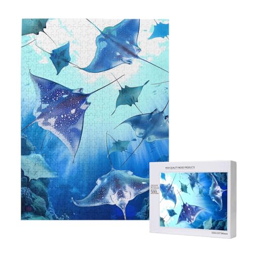 Meerestiere, Stachelrochen, gedrucktes Puzzle mit Aufbewahrungsbox, Holzpuzzle für Erwachsene und Kinder, 500 Teile Familienspaß, dekoratives Spiel Meerestiere, Stachelrochen, gedrucktes Puzzle mit Aufbewahrungsbox, Holzpuzzle für Erwachsene und Kinder, 500 Teile Familienspaß, dekoratives Spiel von WPUTY